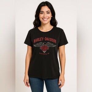 Harley-Davidson Black Tee – Gastonia NC Graphic – not sized see measurements ARF